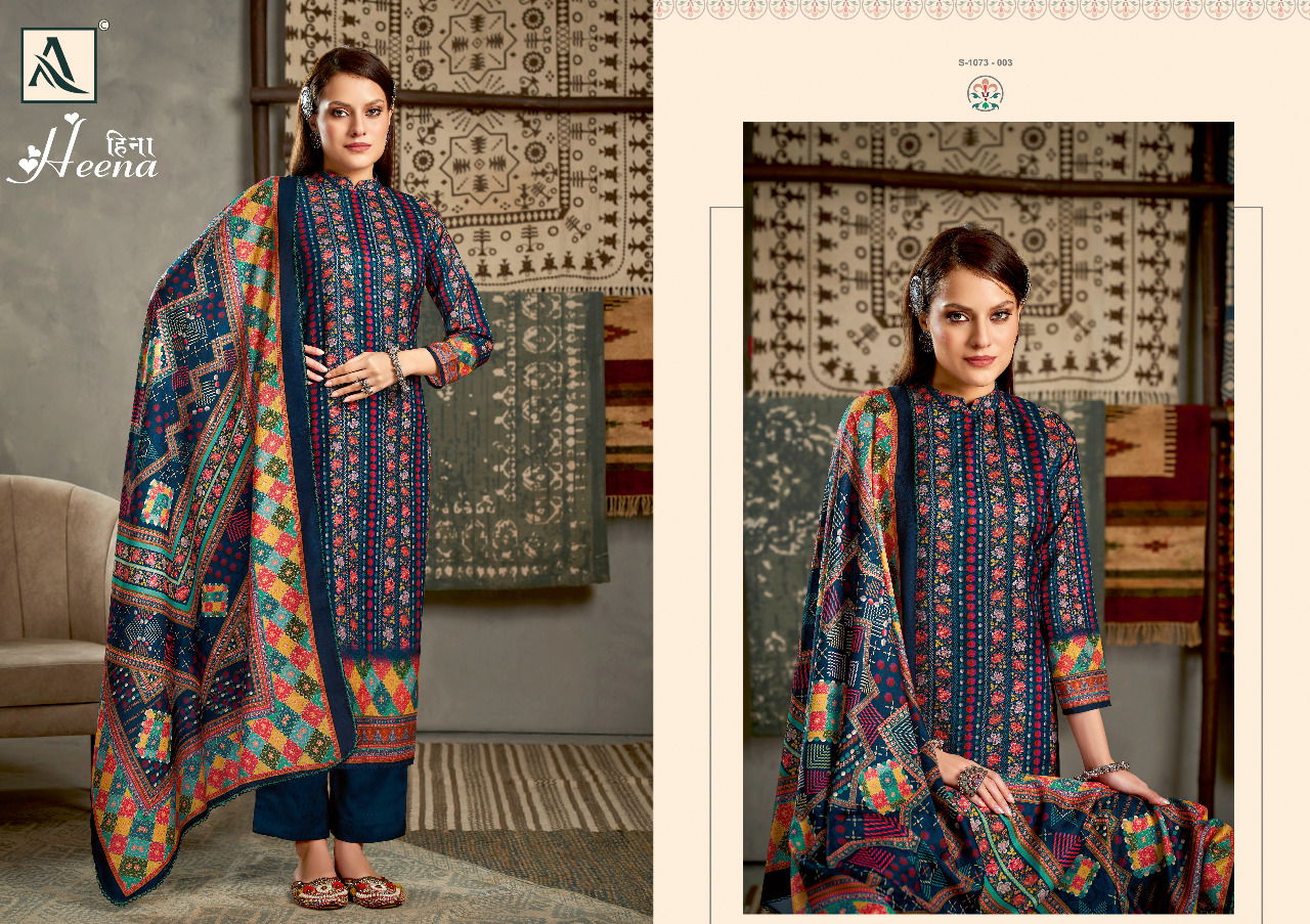 Alok Heena Pure Wool Fancy Wear Pashmina Printed Designer Dress Material Collection 